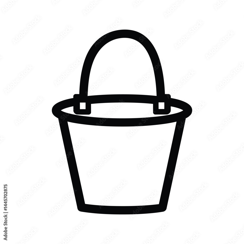 Bucket with a rounded white background. simple black silhouette Bucket with a rounded white background. simple black silhouette