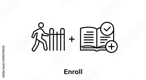 Stick Figure Walking Towards a Simple Fence Icon