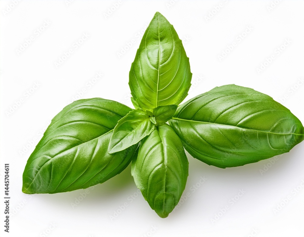 Fototapeta premium fresh green basil leaves isolated on white background