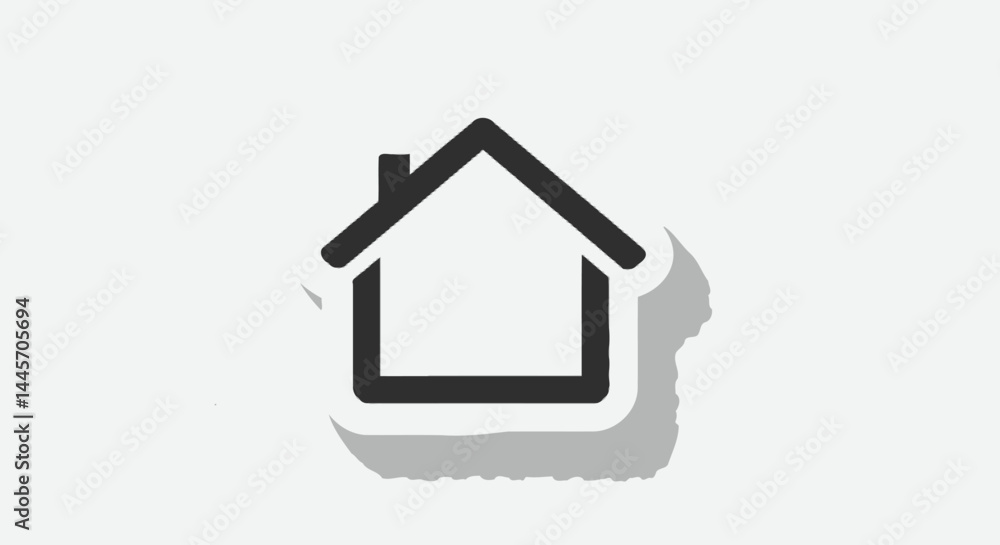 Fototapeta premium Minimalist Black House Icon with Subtle Shadow Effect on Transparent Backdrop