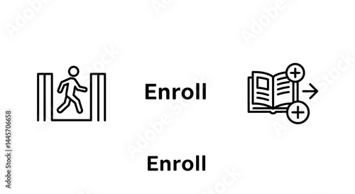 Simple Line Drawing of Person Walking Through Gate