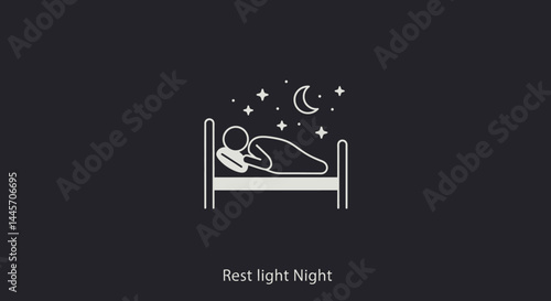 Simple Outline of a Person Sleeping in a Bed