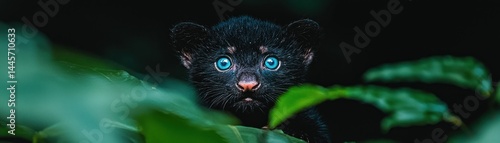 Obraz na płótnie A cute black feline cub with bright blue eyes w salonie