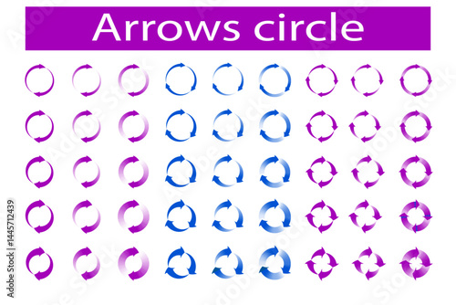 arrows circle set of 2, 3, and 4 spin arrow rotating elements clock wise direction. circular, reload, recycle, or rotation sign icon useful for infographics, web design. Vector illustration, clip art 