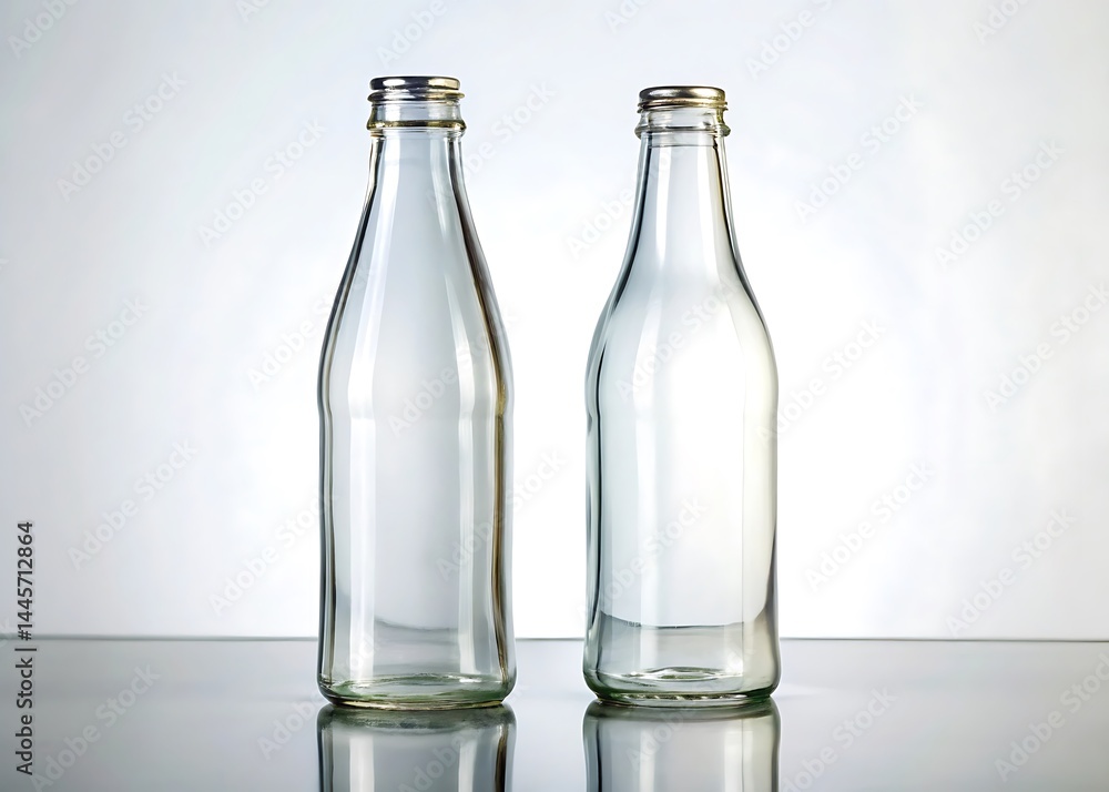 Two glass bottles standing side by side isolated on white background Two glass bottles standing side by side isolated on white background