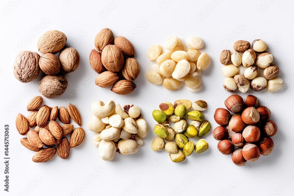 Assortment of various delicious nutritious nuts almonds cashews pistachios macadamia hazelnuts walnuts healthy food ingredients natural snack mix perfect for recipes and culinary projects diet vegan Assortment of various delicious nutritious nuts almonds cashews pistachios macadamia hazelnuts walnuts healthy food ingredients natural snack mix perfect for recipes and culinary projects diet vegan