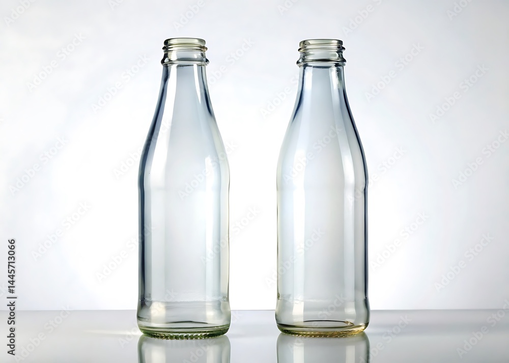 Two glass bottles standing side by side isolated on white background Two glass bottles standing side by side isolated on white background