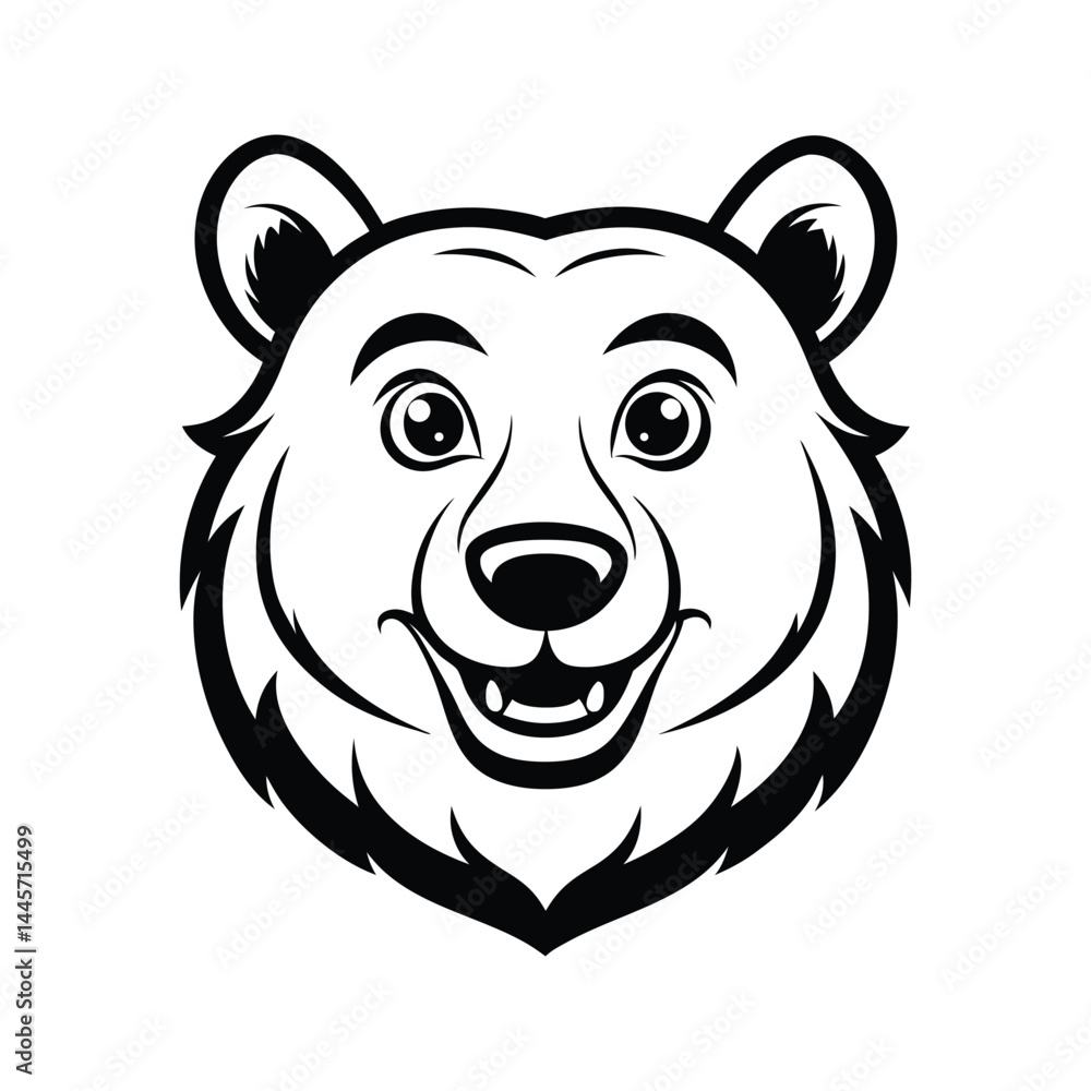Bear Head Silhouettes vector design in Black and White Style Isolated on White Background Bear Head Silhouettes vector design in Black and White Style Isolated on White Background