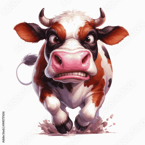 Pastoral Rage Flow cow angry isolated watercolor vector illustration svg  