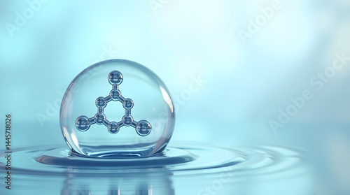 Wallpaper Mural A transparent water droplet with a molecular structure inside, creating a serene and scientific atmosphere. Torontodigital.ca