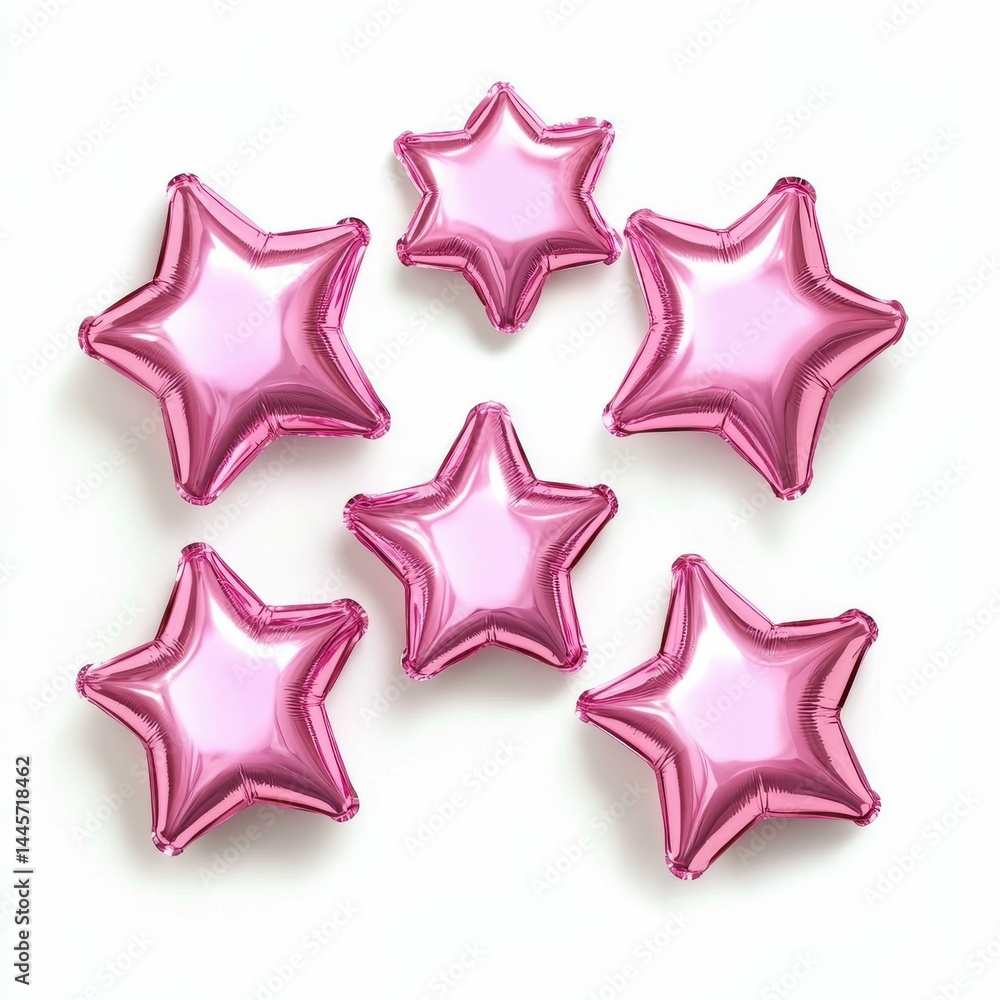 Obraz premium A pink star balloon adds sweetness and charm, ideal for baby showers or romantic events.