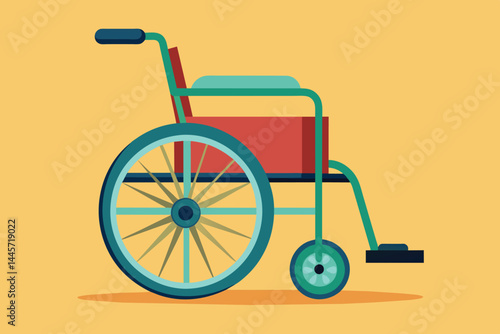 This vibrant wheelchair stands prominently against a yellow backdrop, highlighting the importance of accessibility and mobility solutions in various environments.