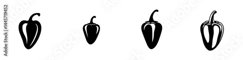 Vector illustration of black and white pepper icons with different shapes and sizes, ideal for culinary designs and food-related graphics