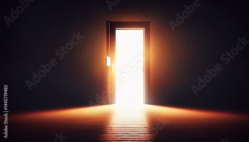 copyspace design of hope amid the gloom concept a bright exit door in dark room the light at the end of the tunnel