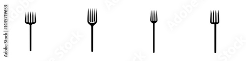 Vector illustration of black and white fork designs showcasing various styles and shapes for culinary graphics and design projects