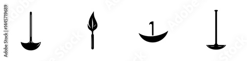 A collection of vector icons depicting various black and white utensils and symbols for versatile design usage in digital art