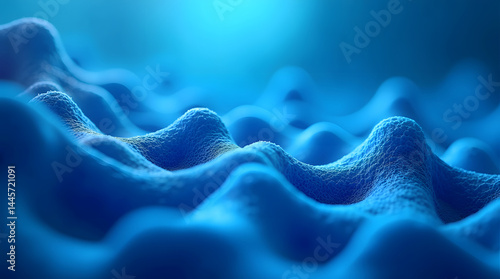 Textured blue waves create a serene underwater effect, invoking calm and tranquility.