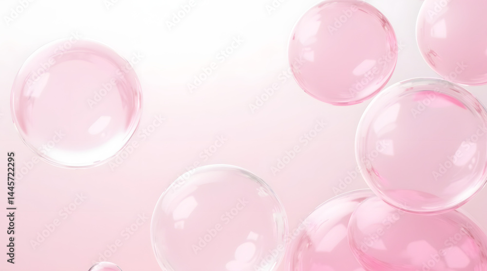 A collection of delicate, translucent pink bubbles drifting on a soft gradient background. A collection of delicate, translucent pink bubbles drifting on a soft gradient background.