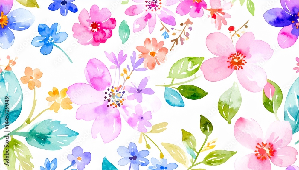 Fototapeta premium Water Color Flower Pattern