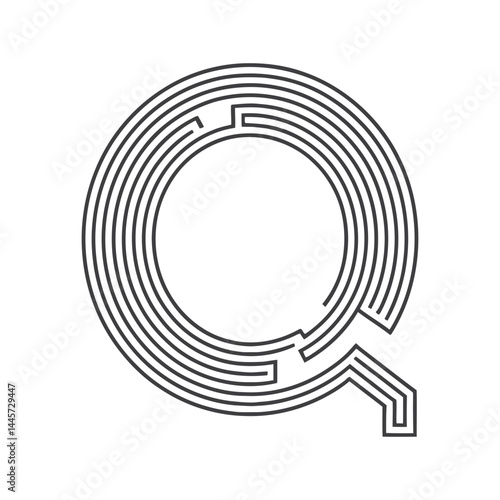 Modern minimalist initial letter Q logo, Minimal shape alphabet letter Q icon 
