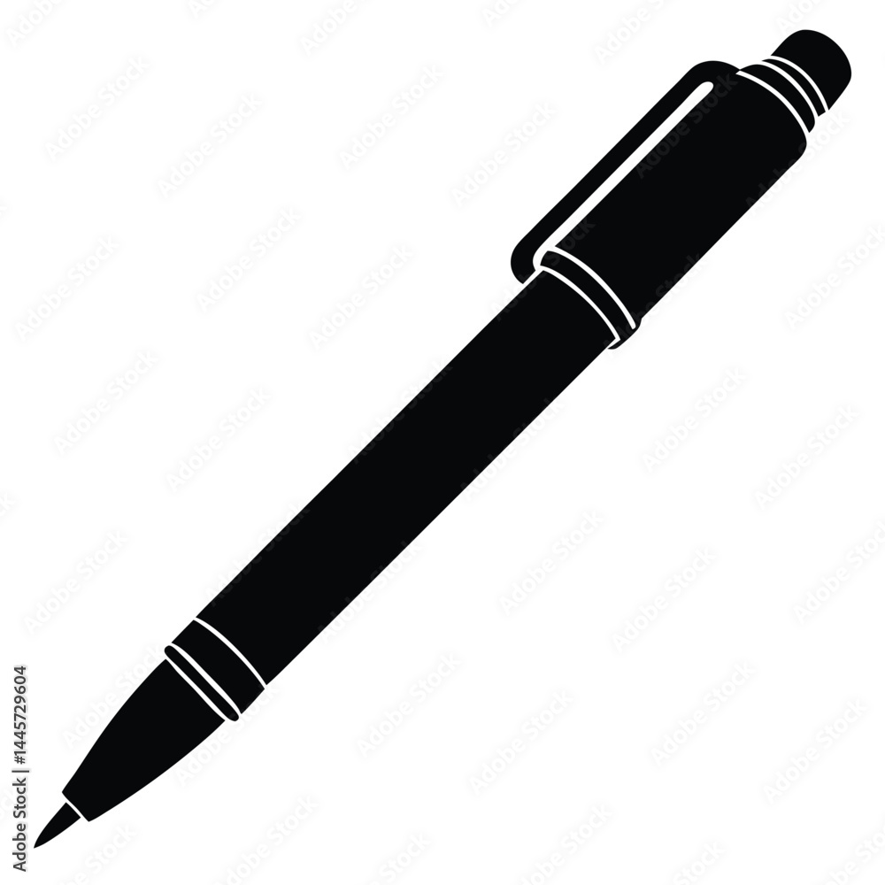 Isolated Black Vector writer using elements ballpoint pen With White Background Isolated Black Vector writer using elements ballpoint pen With White Background