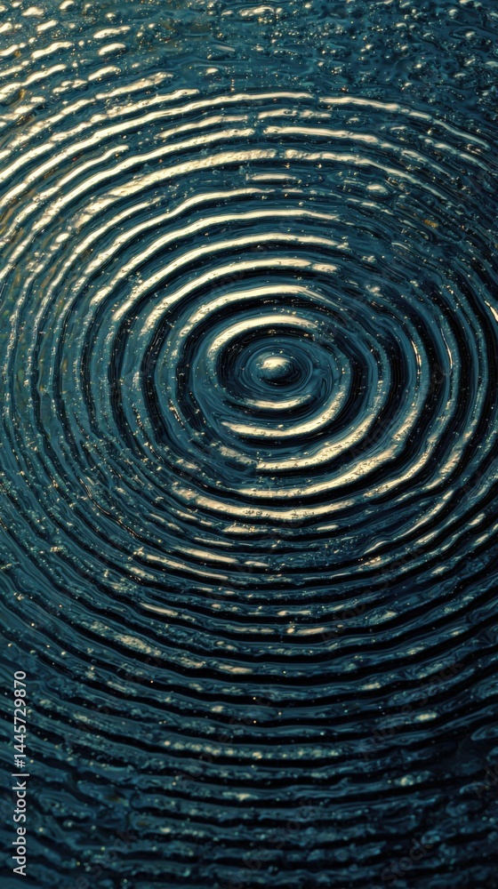 Close-up of a single droplet creating concentric ripples on a dark water surface with water droplets in the background du rain or splash Close-up of a single droplet creating concentric ripples on a dark water surface with water droplets in the background du rain or splash