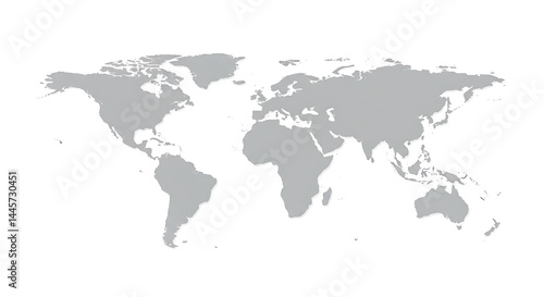 Global World Map: A Simple Gray-Scale Cartographic Design