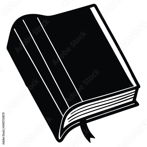 Isolated Black Vector writer using elements book with bookmark With White Background