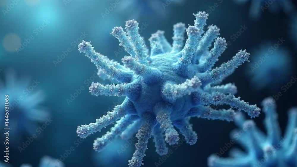 Detailed Microscopic View of Viral Particle Structure and Biomedical Research Detailed Microscopic View of Viral Particle Structure and Biomedical Research