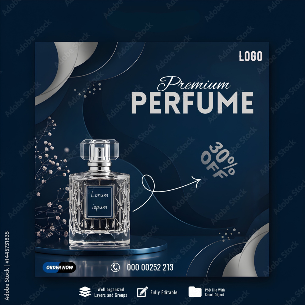 Naklejka premium Premium fragrance template highlighting a special discount