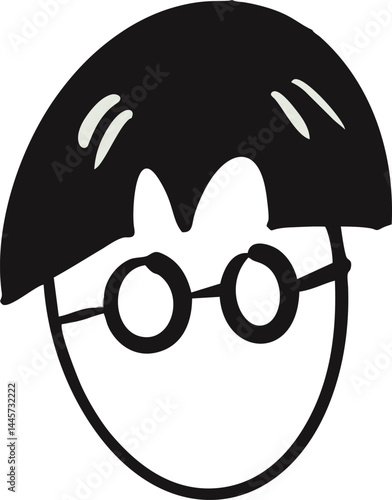 Head Icon Character black and white vector illustration