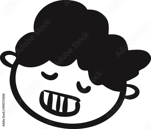 Head Icon Character black and white vector illustration