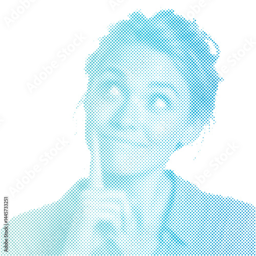 A woman is thinking or imagining an attractive target or discount offer in retro modern halftone