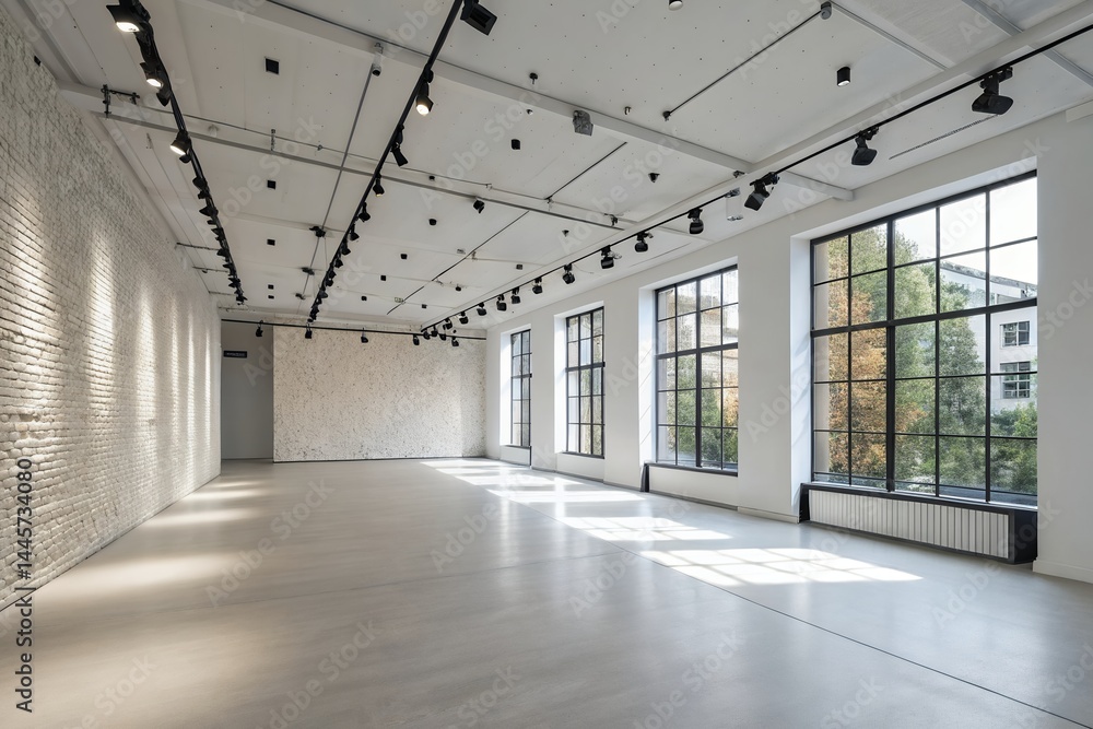 Spacious Modern Room with Large Windows and High Ceilings Spacious Modern Room with Large Windows and High Ceilings