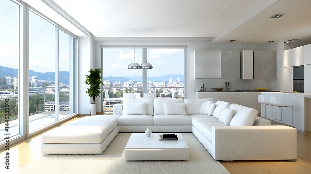 Fototapeta premium A contemporary living room with bold accent wall décor