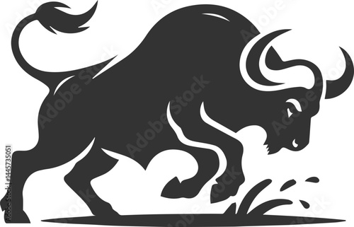 Vector silhouette of buffalo