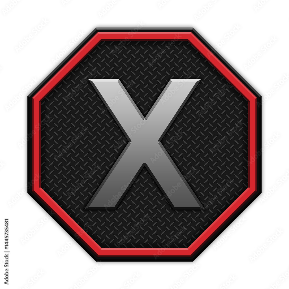 Fototapeta premium Icon with letters and symbols in 3D octagon style with modern dark design