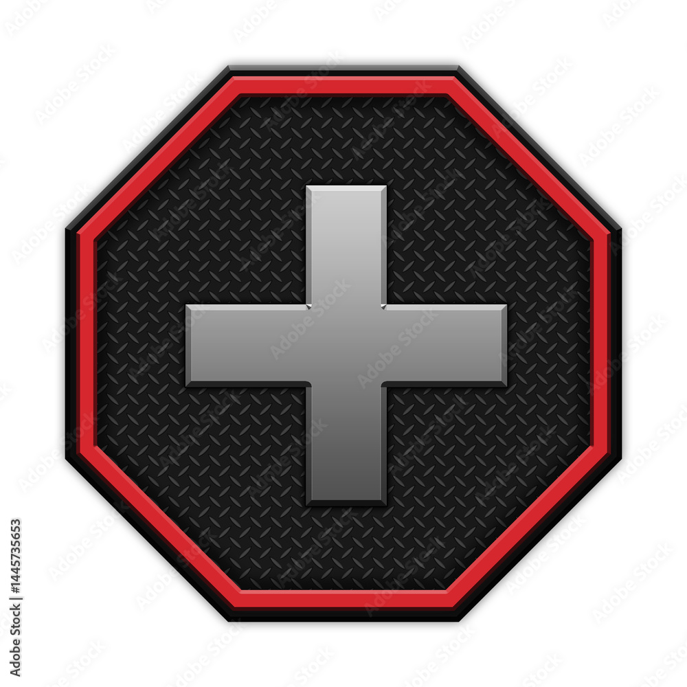 Fototapeta premium Icon with letters and symbols in 3D octagon style with modern dark design