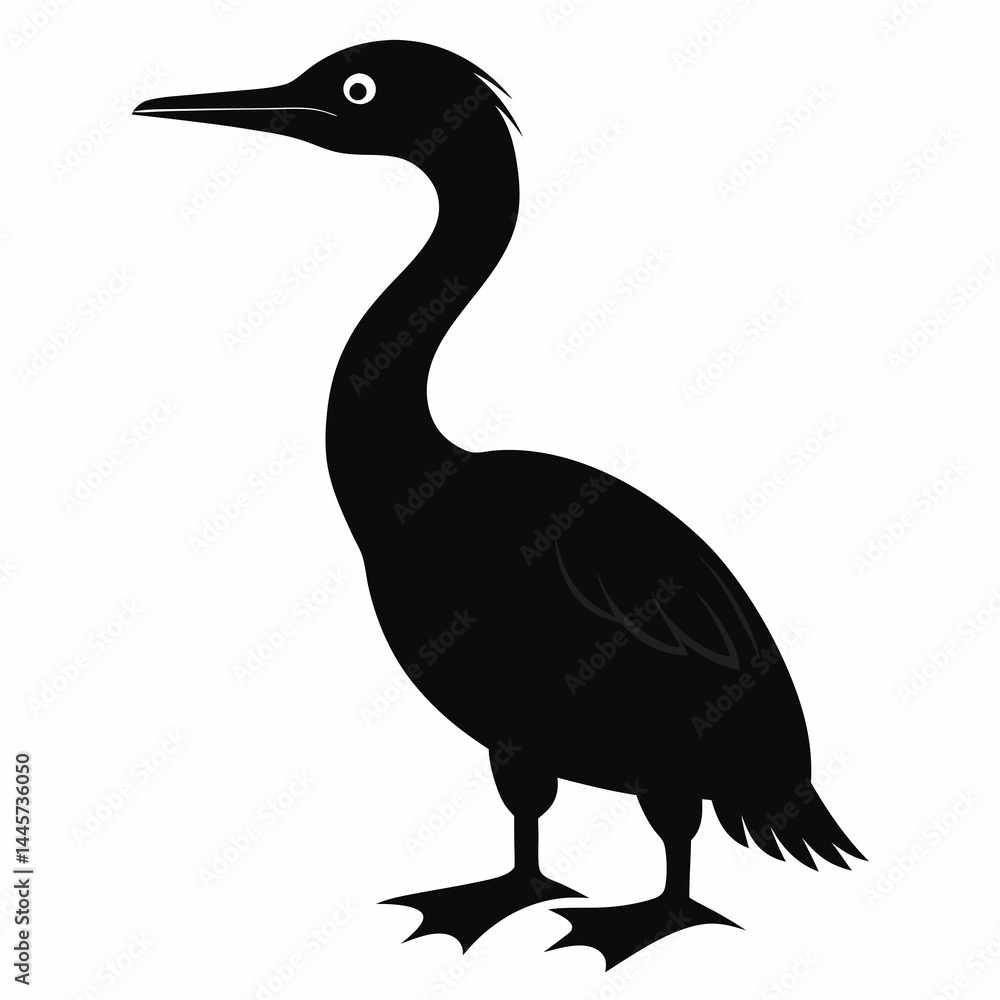 Fototapeta premium Black Silhouette of a Cormorant Vector