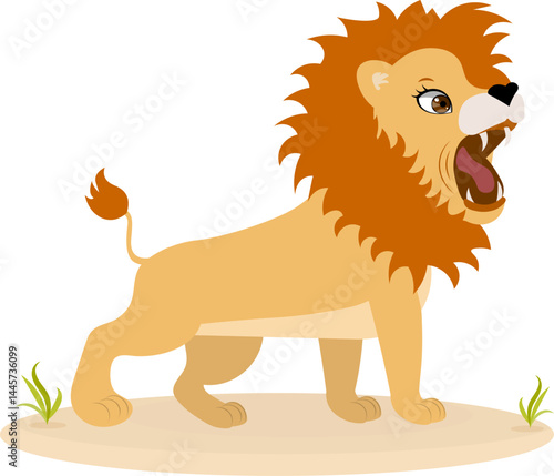 Cute zoo. Vector animals. The lion roars. Vector collection of animals. Isolated photo