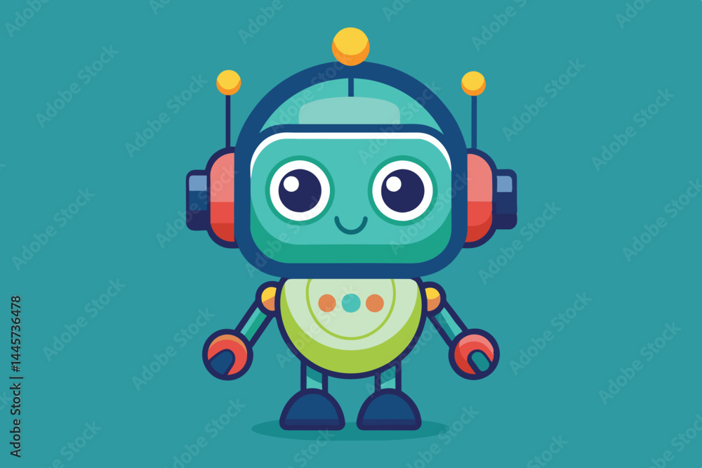 A vibrant cartoon robot stands with a joyful expression, showcasing its friendly design, perfect for engaging young audiences in imaginative storytelling or learning. A vibrant cartoon robot stands with a joyful expression, showcasing its friendly design, perfect for engaging young audiences in imaginative storytelling or learning.
