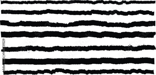 Torn Paper Edge Brush Stroke Clipart Grunge Ripped Border Vector Set.