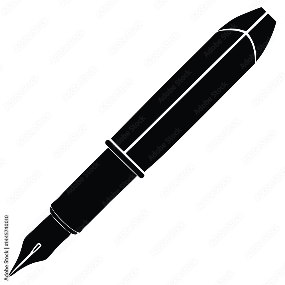 Isolated Black Vector writer using elements fountain pen With White Background Isolated Black Vector writer using elements fountain pen With White Background