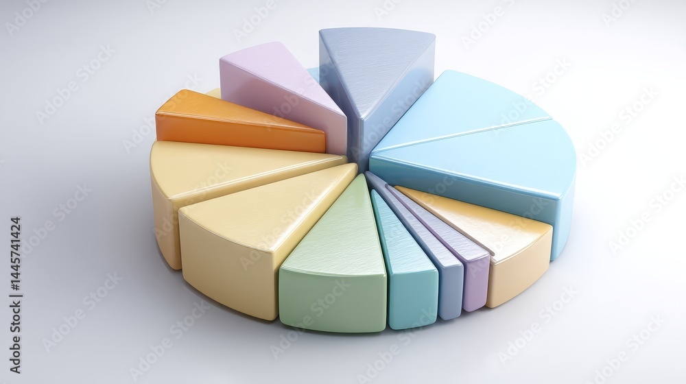 Fototapeta premium Comprehensive data visualization, colorful pie chart representing key performance indicators and market segmentation