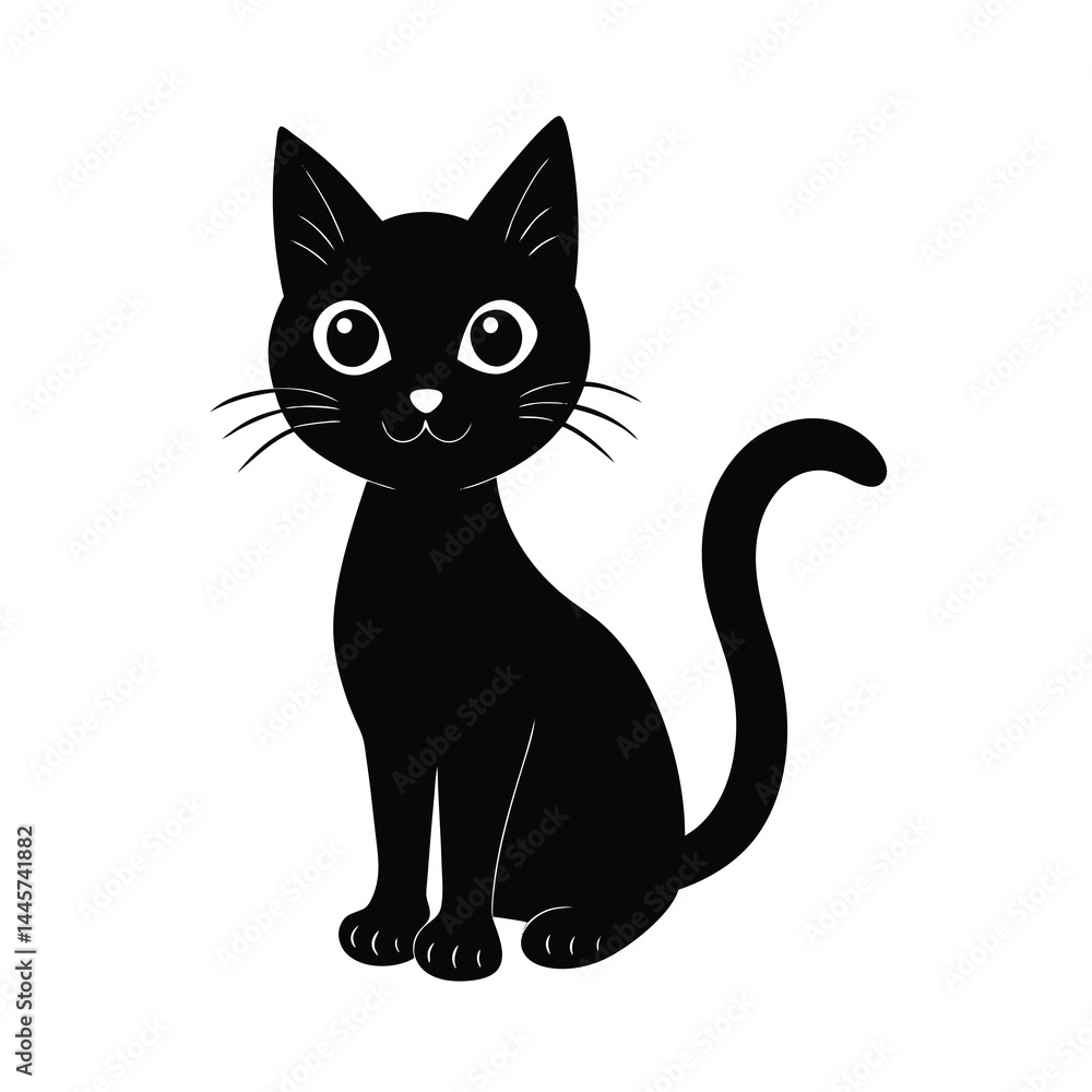 Black Cat Silhouette with Big Eyes Black Cat Silhouette with Big Eyes