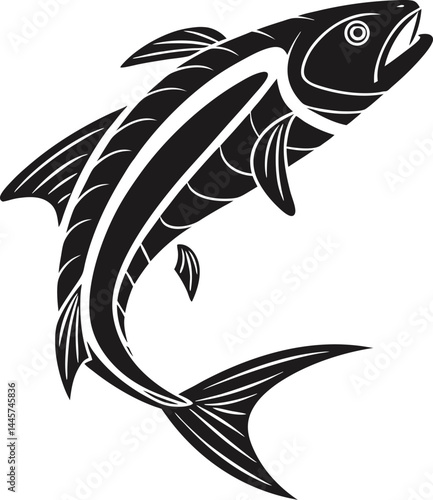 fish silhouette vector minimal style black on