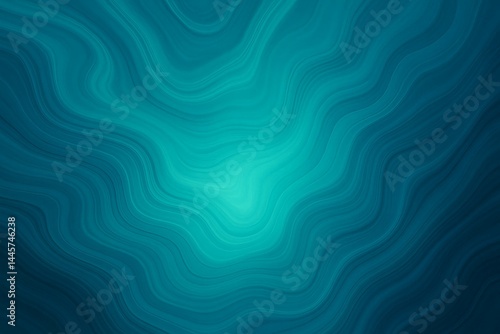 Abstract Layered Wave Illustration in Deep Cyan Tones