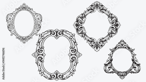 Baroque frame engraving ornate lines