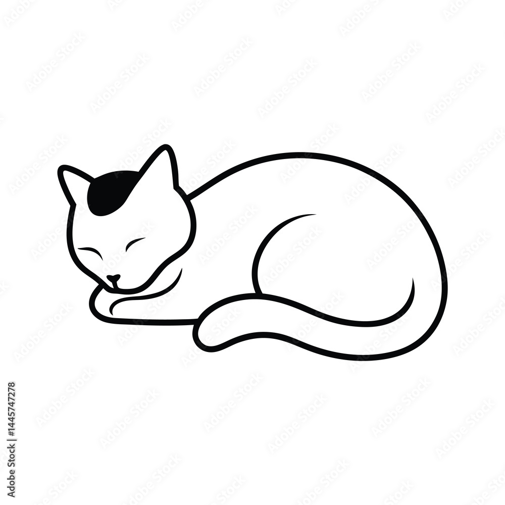 Naklejka premium cat face silhouette vector illustration minimal cute