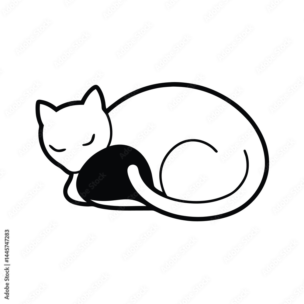 Naklejka premium cat face silhouette vector illustration minimal cute